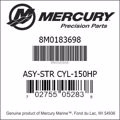 Bar codes for Mercury Marine part number 8M0183698