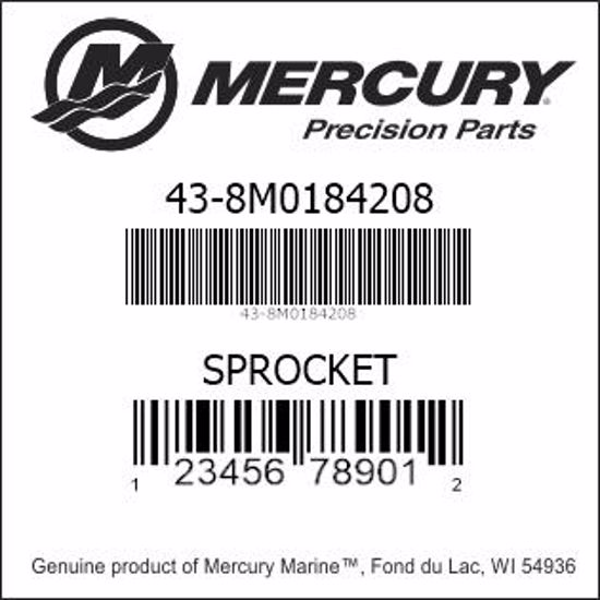 Bar codes for Mercury Marine part number 43-8M0184208