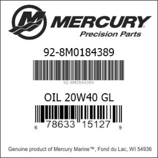 Bar codes for Mercury Marine part number 92-8M0184389