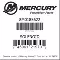 Bar codes for Mercury Marine part number 8M0185622
