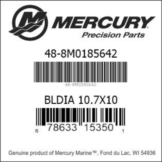 Bar codes for Mercury Marine part number 48-8M0185642