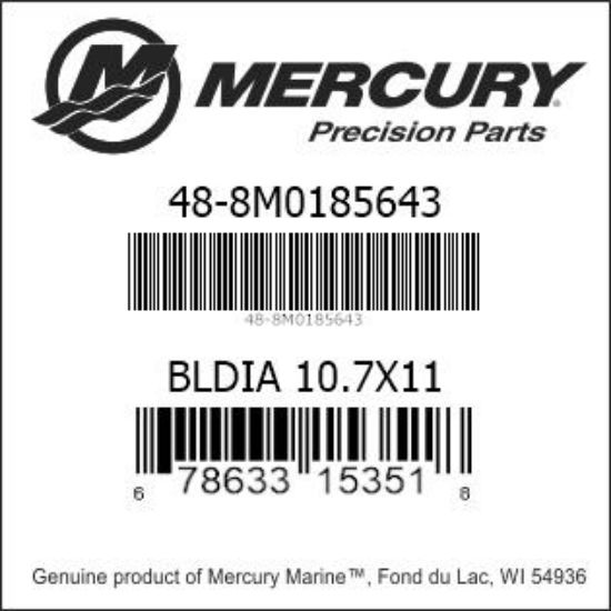 Bar codes for Mercury Marine part number 48-8M0185643