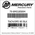 Bar codes for Mercury Marine part number 79-8M0185894