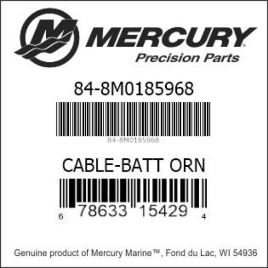 Bar codes for Mercury Marine part number 84-8M0185968