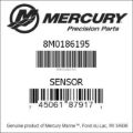 Bar codes for Mercury Marine part number 8M0186195