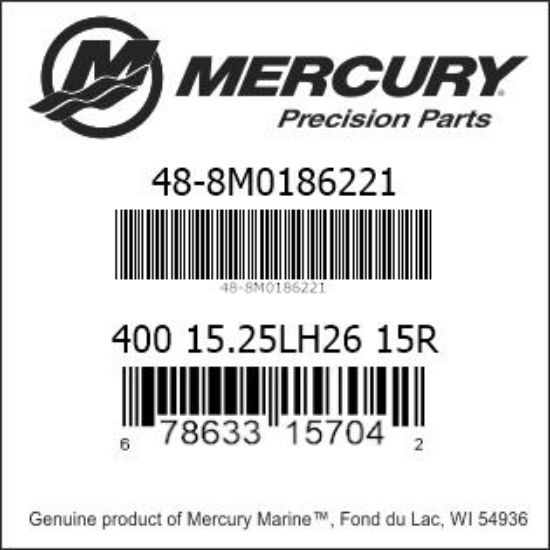 Bar codes for Mercury Marine part number 48-8M0186221