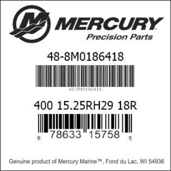 Bar codes for Mercury Marine part number 48-8M0186418