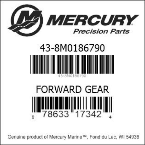 Bar codes for Mercury Marine part number 43-8M0186790
