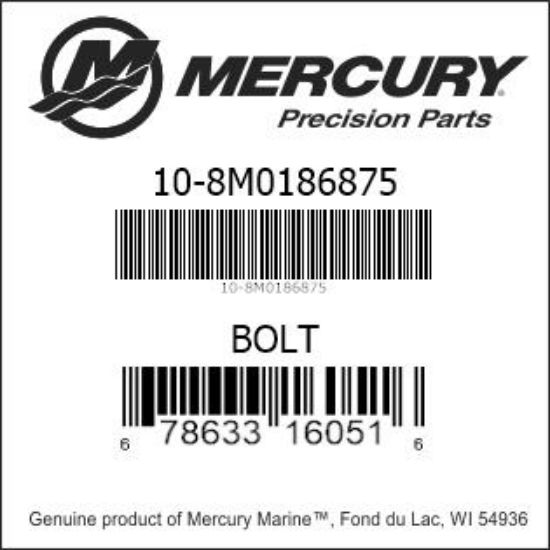 Bar codes for Mercury Marine part number 10-8M0186875