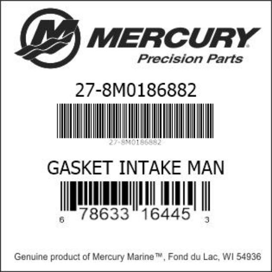 Bar codes for Mercury Marine part number 27-8M0186882