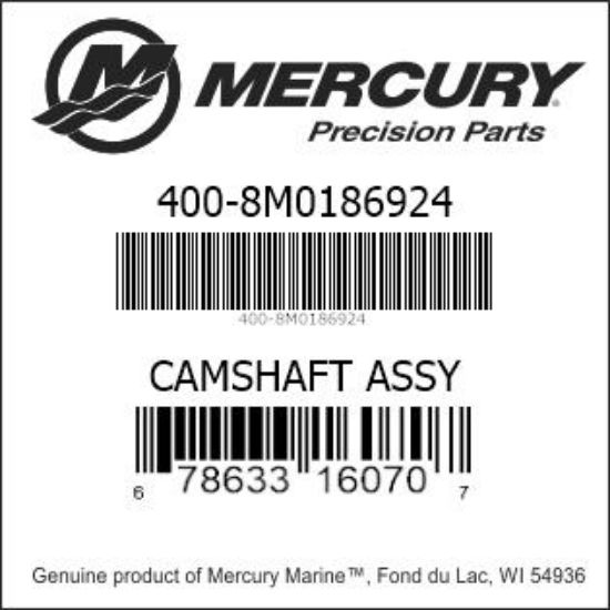 Bar codes for Mercury Marine part number 400-8M0186924