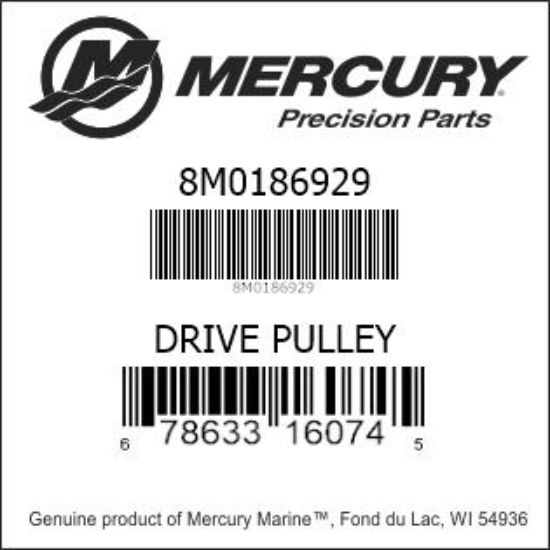 Bar codes for Mercury Marine part number 8M0186929