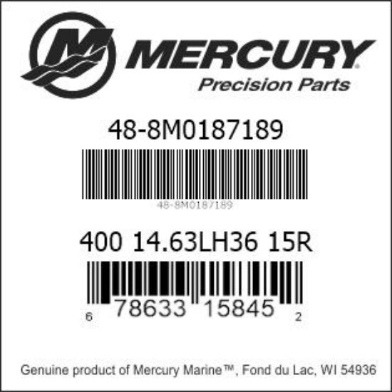 Bar codes for Mercury Marine part number 48-8M0187189