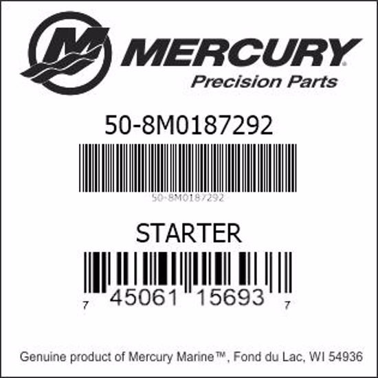 Bar codes for Mercury Marine part number 50-8M0187292