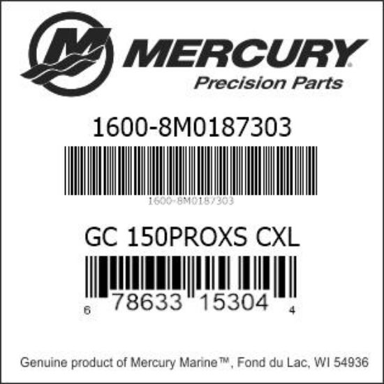 Bar codes for Mercury Marine part number 1600-8M0187303