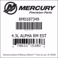 Bar codes for Mercury Marine part number 8M0187349