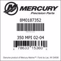 Bar codes for Mercury Marine part number 8M0187352