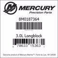 Bar codes for Mercury Marine part number 8M0187364