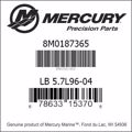 Bar codes for Mercury Marine part number 8M0187365