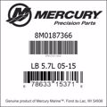 Bar codes for Mercury Marine part number 8M0187366
