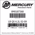 Bar codes for Mercury Marine part number 8M0187368