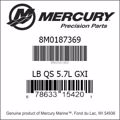 Bar codes for Mercury Marine part number 8M0187369