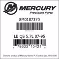 Bar codes for Mercury Marine part number 8M0187370