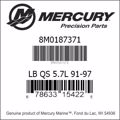Bar codes for Mercury Marine part number 8M0187371