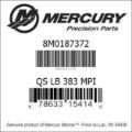 Bar codes for Mercury Marine part number 8M0187372