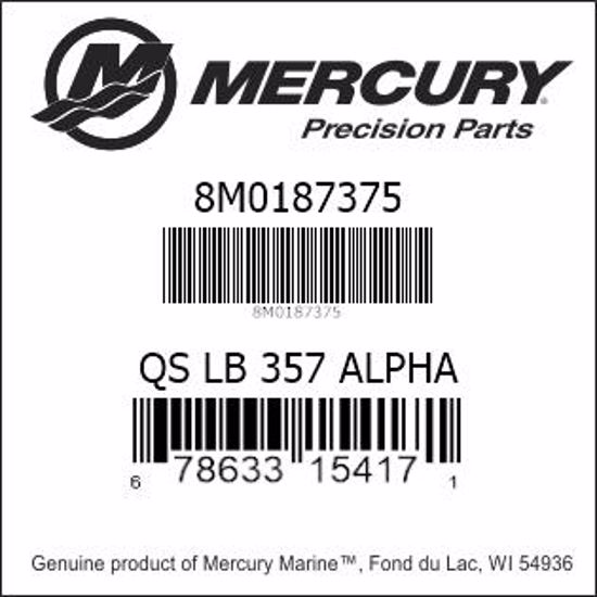 Bar codes for Mercury Marine part number 8M0187375
