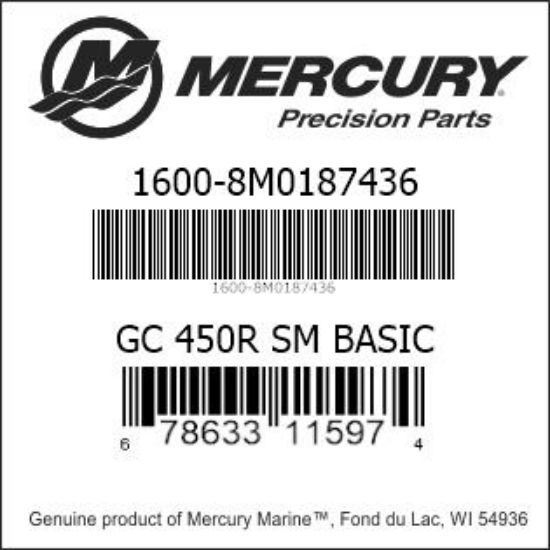 Bar codes for Mercury Marine part number 1600-8M0187436