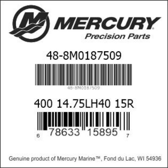 Bar codes for Mercury Marine part number 48-8M0187509
