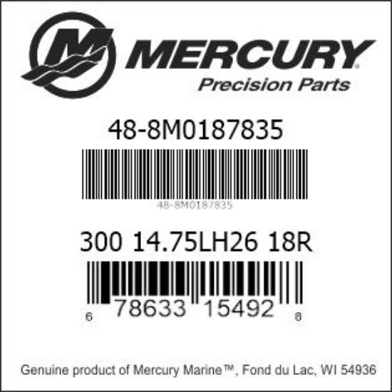 Bar codes for Mercury Marine part number 48-8M0187835