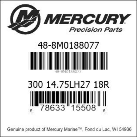Bar codes for Mercury Marine part number 48-8M0188077