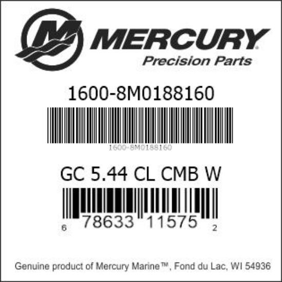 Bar codes for Mercury Marine part number 1600-8M0188160