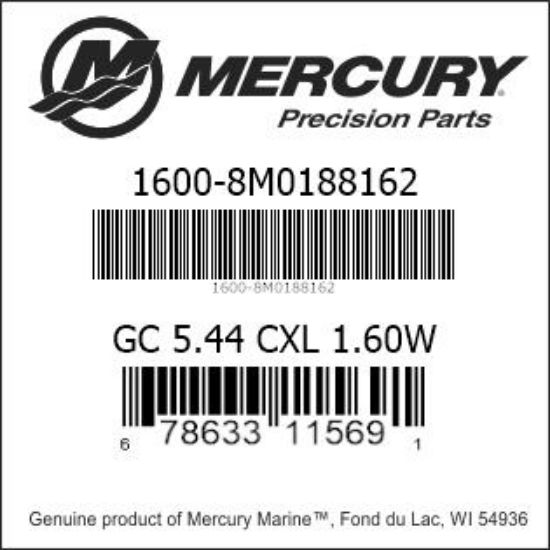 Bar codes for Mercury Marine part number 1600-8M0188162