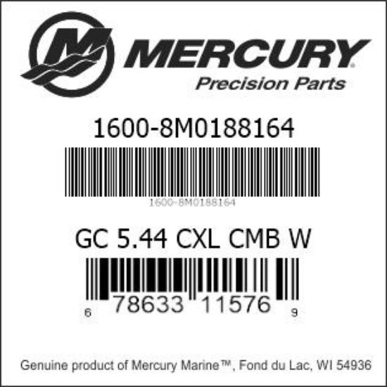 Bar codes for Mercury Marine part number 1600-8M0188164