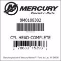 Bar codes for Mercury Marine part number 8M0188302