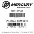 Bar codes for Mercury Marine part number 8M0188302