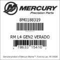 Bar codes for Mercury Marine part number 8M0188319