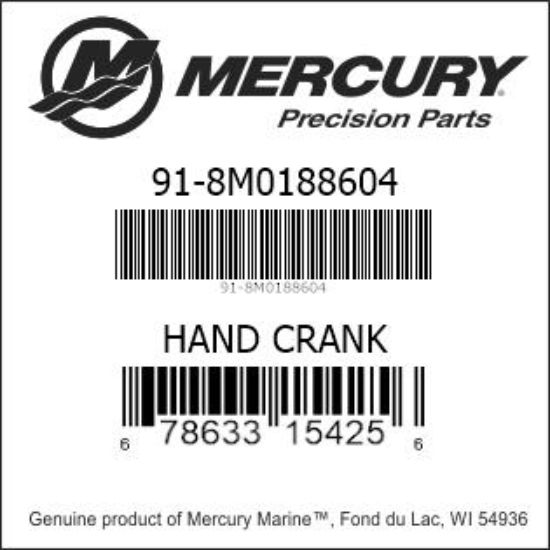 Bar codes for Mercury Marine part number 91-8M0188604
