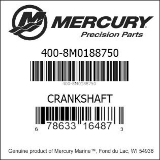 Bar codes for Mercury Marine part number 400-8M0188750