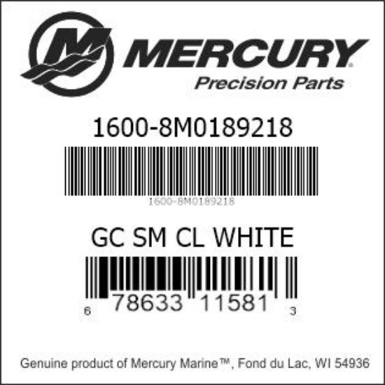 Bar codes for Mercury Marine part number 1600-8M0189218