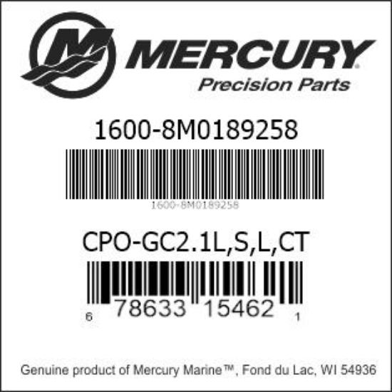 Bar codes for Mercury Marine part number 1600-8M0189258