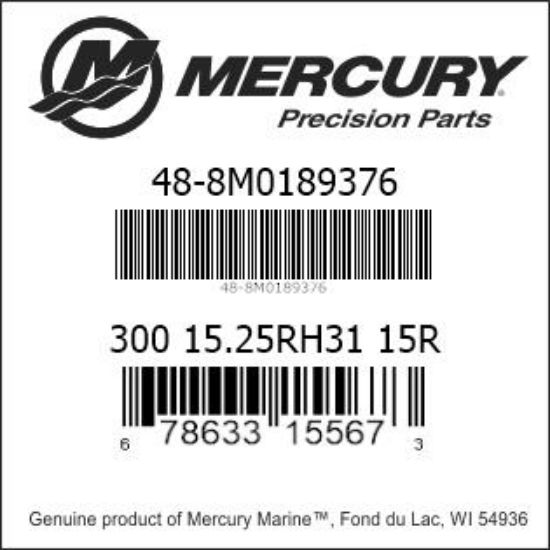 Bar codes for Mercury Marine part number 48-8M0189376