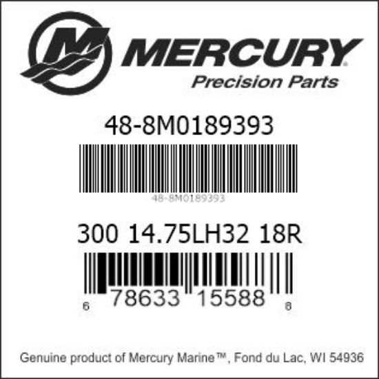Bar codes for Mercury Marine part number 48-8M0189393