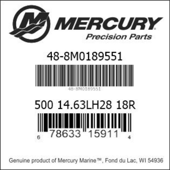 Bar codes for Mercury Marine part number 48-8M0189551