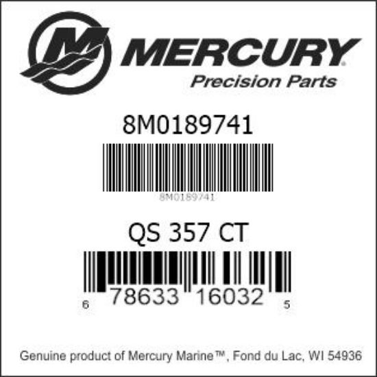 Bar codes for Mercury Marine part number 8M0189741