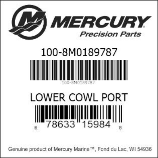 Bar codes for Mercury Marine part number 100-8M0189787