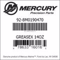 Bar codes for Mercury Marine part number 92-8M0190470